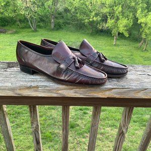 Vintage Burgundy Leather Florsheim Loafers with Tassels 12 B